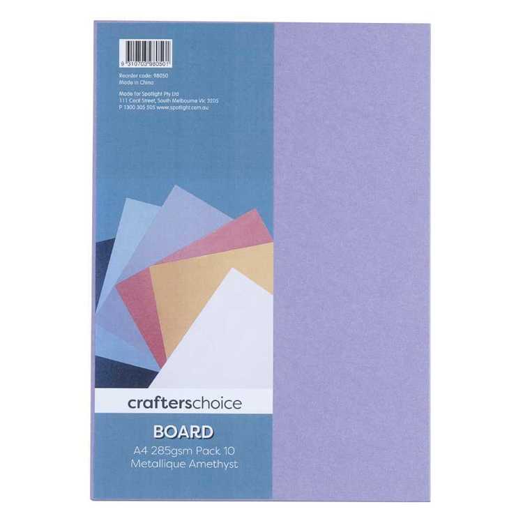Crafters Choice 285gsm A4 Metallic Board Pack Amethyst A4