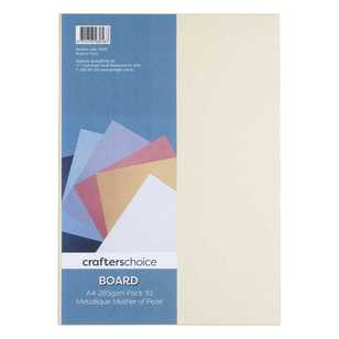 Crafters Choice 285gsm A4 Metallic Board Pack Mother Of Pearl A4