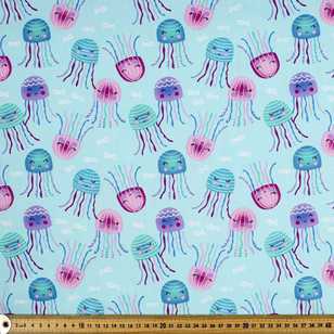 Simply Squids Printed Cotton Poplin Fabric  Aqua 112 cm