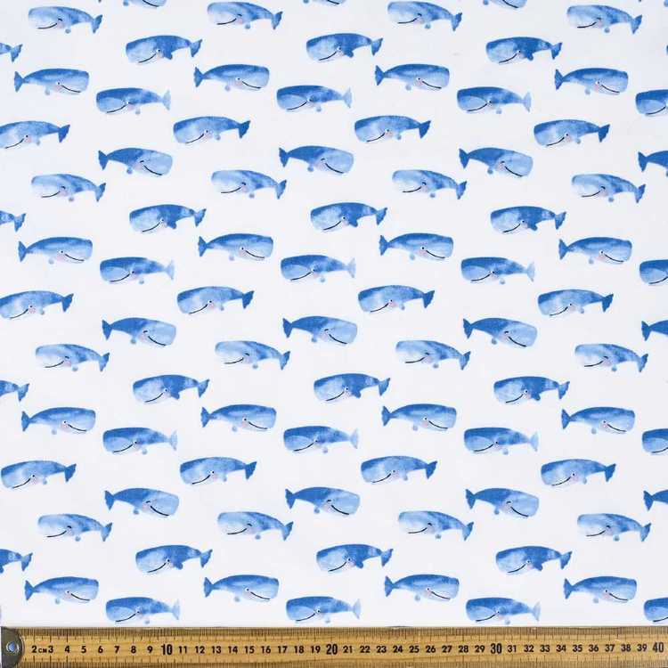 Whale of a Time Printed Cotton Poplin Fabric White 112 cm