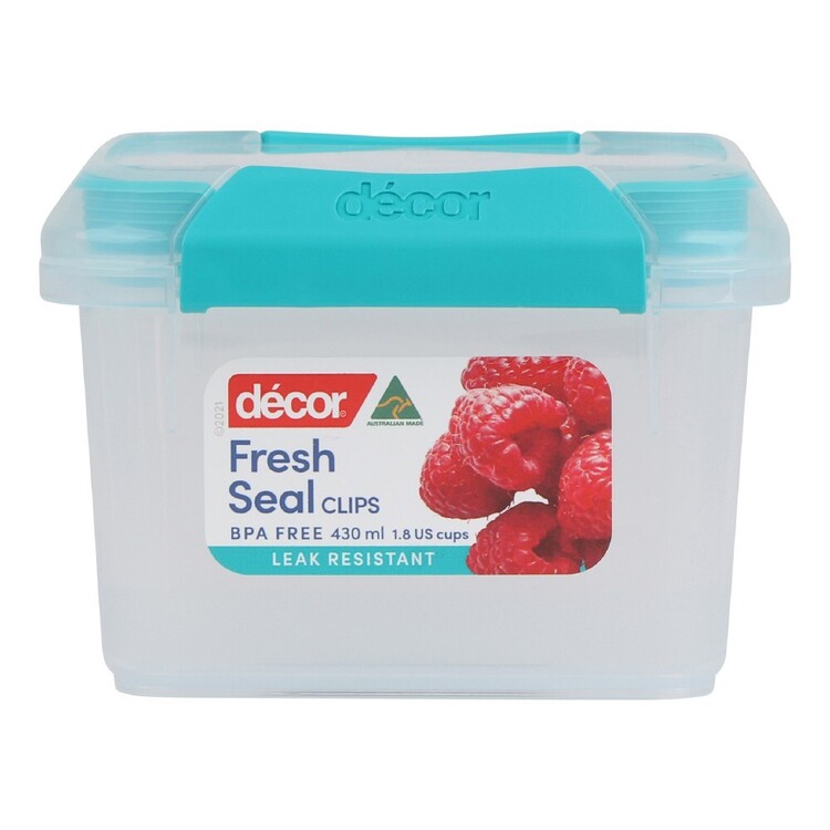 Decor Fresh Seal Clips 430 mL Square Container Teal 430 mL