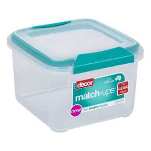 Decor Match-Ups Clips Tall Square Container Teal 1.4 L