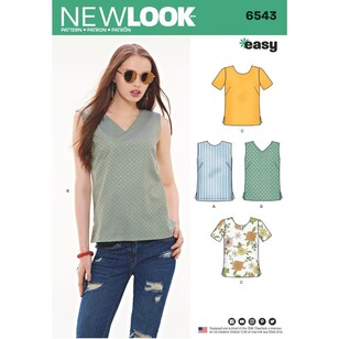 New Look Pattern 6543 Misses' Easy Tops 10 - 22