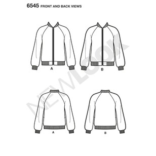 New Look Pattern 6545 Misses' Flight Jacket 6 - 18