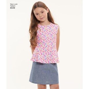 New Look Pattern 6549 Girls' Top, Skirt And Pants 7 - 14