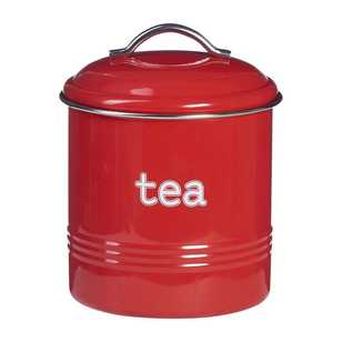 Tea Round Cannisters With Stainless Steel Rim Red 13 x 13 cm