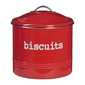 Biscuit Round Canister With Stainless Steel Rim Red 18 x 15 cm