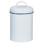 Round Cannister White With Blue Trim