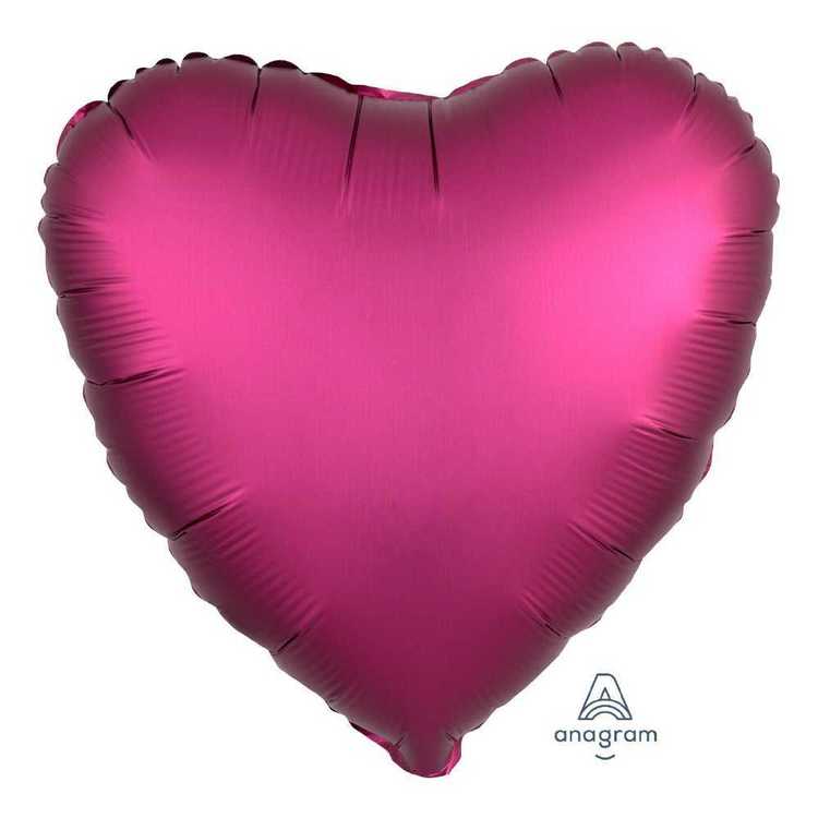 Anagram Foil Satin Luxe Heart Pomegranate 45 cm