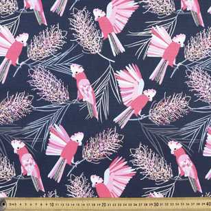 Jocelyn Proust Cockatoo Printed Fabric Pink 150 cm