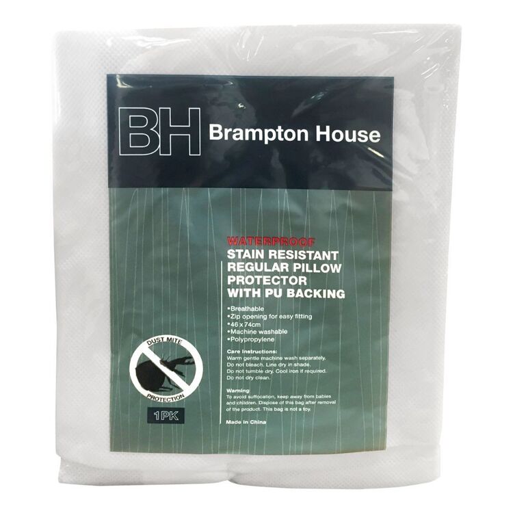 Brampton House Waterproof Stain Resistant Pillow Protector White Standard