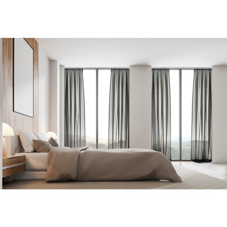 Hotel Collection Luxe S Fold Sheer Curtain Charcoal