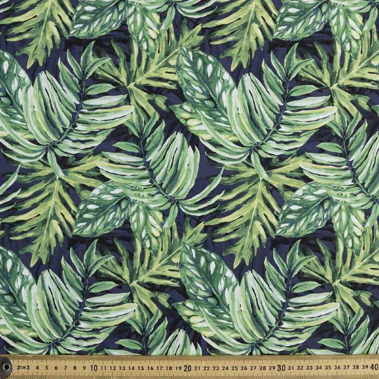 Palm Leaves Printed Poplin Fabric Ink 112 cm