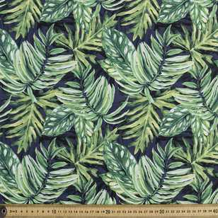 Palm Leaves Printed Poplin Fabric Ink 112 cm