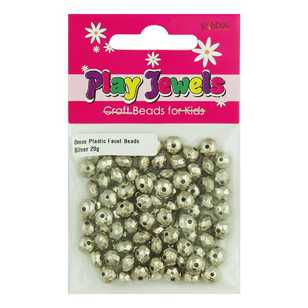 Play Jewels 8 mm Plastic Faceted Beads Pack Silver 8 mm