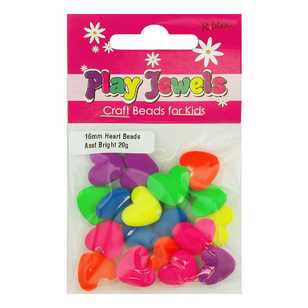 Play Jewels Fluorescent Heart Beads Pack Multicoloured 16 mm