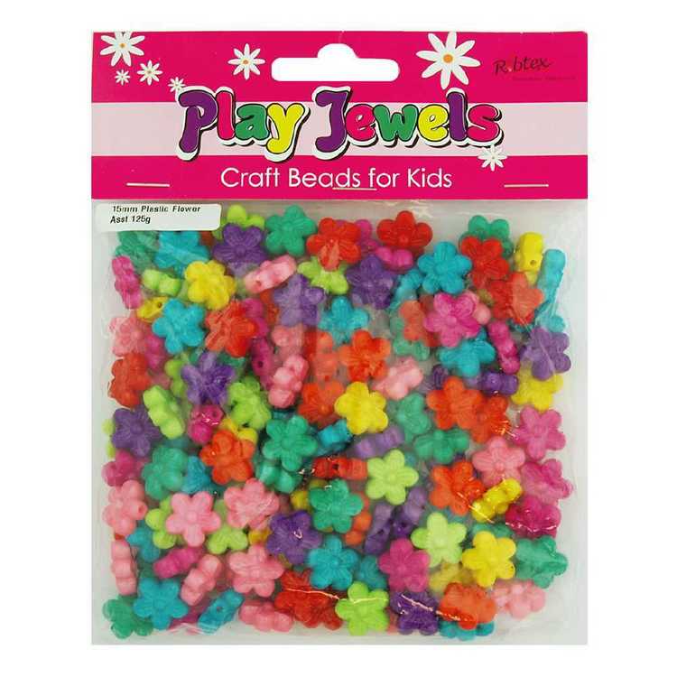 Play Jewels Flower Plastic Beads Value Pack Multicoloured 15 mm