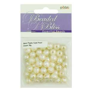 Ribtex Beaded Bliss Plastic Faceted Pearl Beads Cream 8 mm