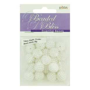 Ribtex Beaded Bliss Plastic Bead Cluster White 14 mm