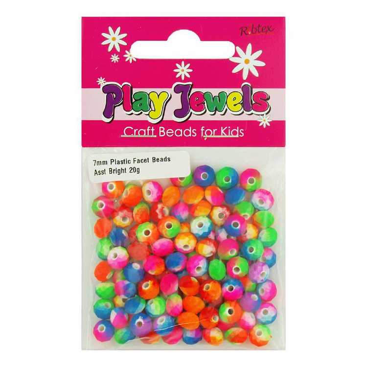 Play Jewels 7 mm Plastic Faceted Beads Pack Bright 7 mm