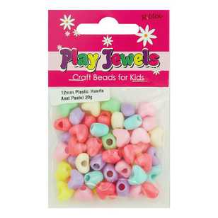 Play Jewels Plastic Heart Beads Pack Pastel 12 mm