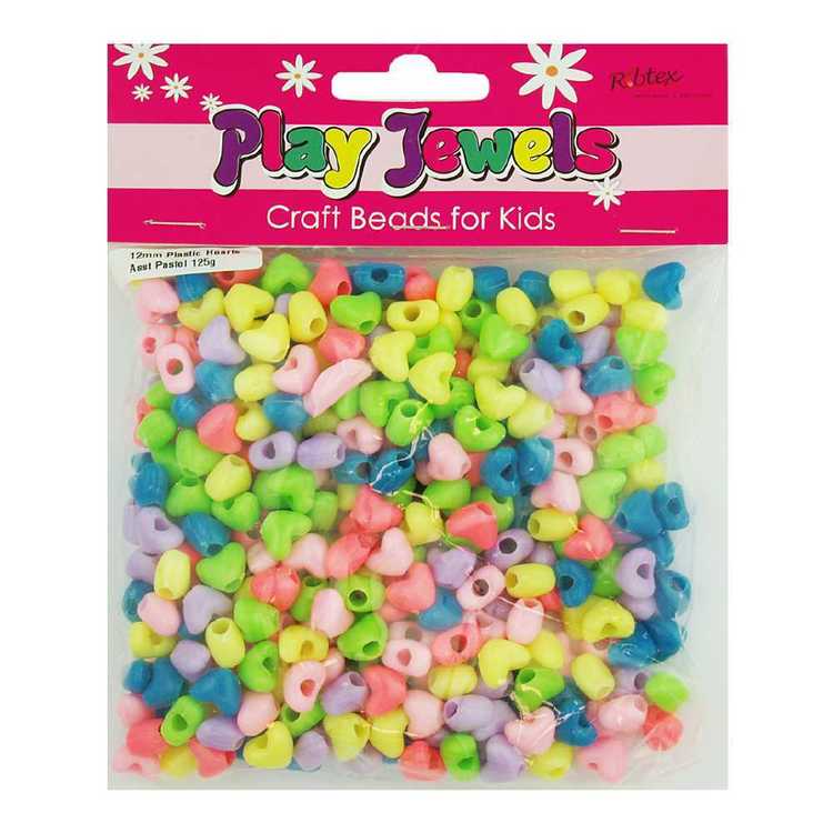 Play Jewels 12 mm Plastic Heart Beads Value Pack Pastel 12 mm
