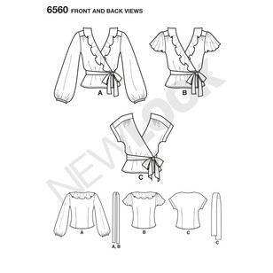 New Look Pattern 6560 Misses' Wrap Tops 8 - 20