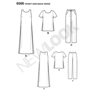 New Look Pattern 6566 Misses' Tunic, Top And Pants 8 - 18