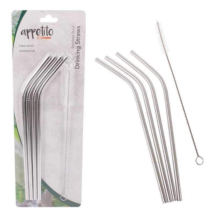 Appetito Stainless Steel Drinking Straw - Set of 4