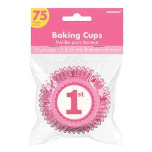 Amscan 1st Birthday Pink Cupcake Cases 75 Pack Pink