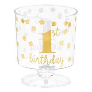 Amscan 1st Birthday Mini Plastic Pedestal Cups 30 Pack Gold