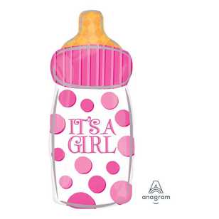 Amscan 'It's A Girl' Baby Bottle Balloon Pink