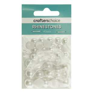 Crafters Choice Dome Pearl Rhinestone Gems Pack White