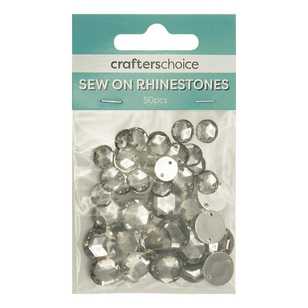Crafters Choice Round Sew-On Rhinestone Gems Pack Clear