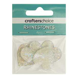 Crafters Choice Stick-On Heart Rhinestone Gems Pack Clear AB 30 mm