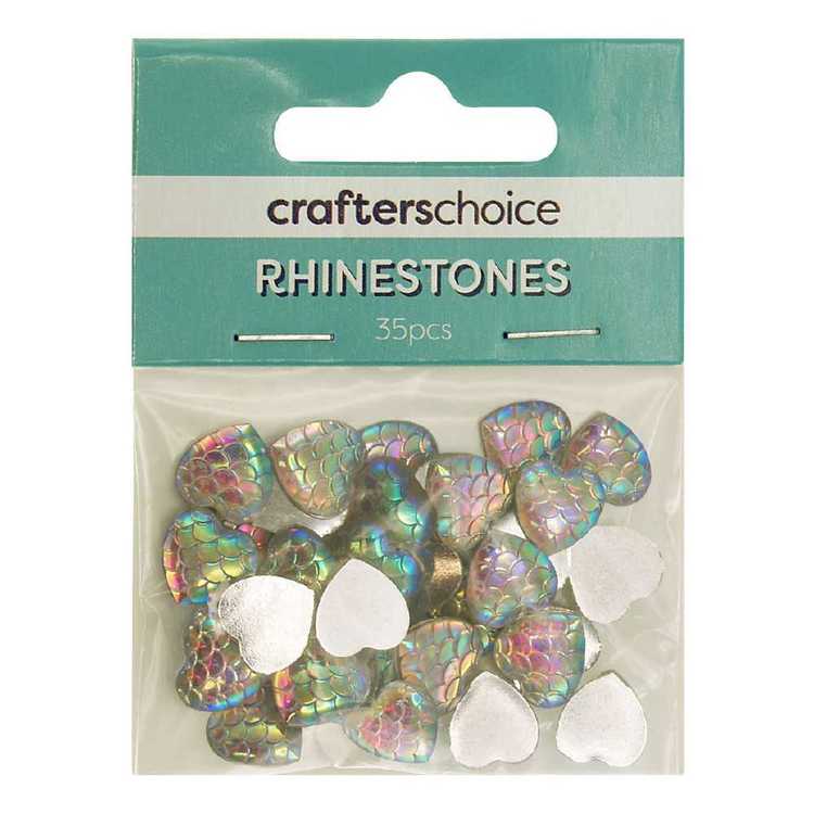 Crafters Choice Heart Rhinestone Scales Pack White Ab 12 mm