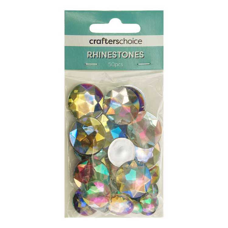 Assorted Clear Rhinestones Crafters Choice Round Faceted Rhinestone Gems Assorted Pack Clear AB ...