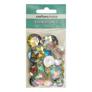Crafters Choice Round Faceted Rhinestone Gems Assorted Pack Clear AB