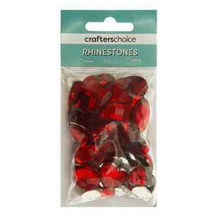 Crafters Choice Rhinestone Heart Gems 50Pcs Red