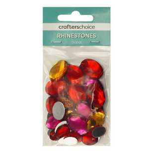 Crafters Choice Faceted Oval Rhinestone Gems 50 Pack Red, Yellow & Hot Pink