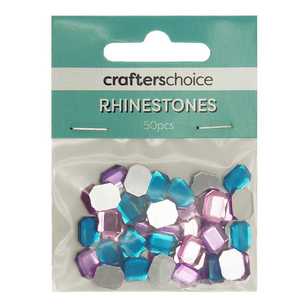 Crafters Choice Octagonal Faceted Rhinestone Gems Pack Purple, Blue & Pink 12 mm