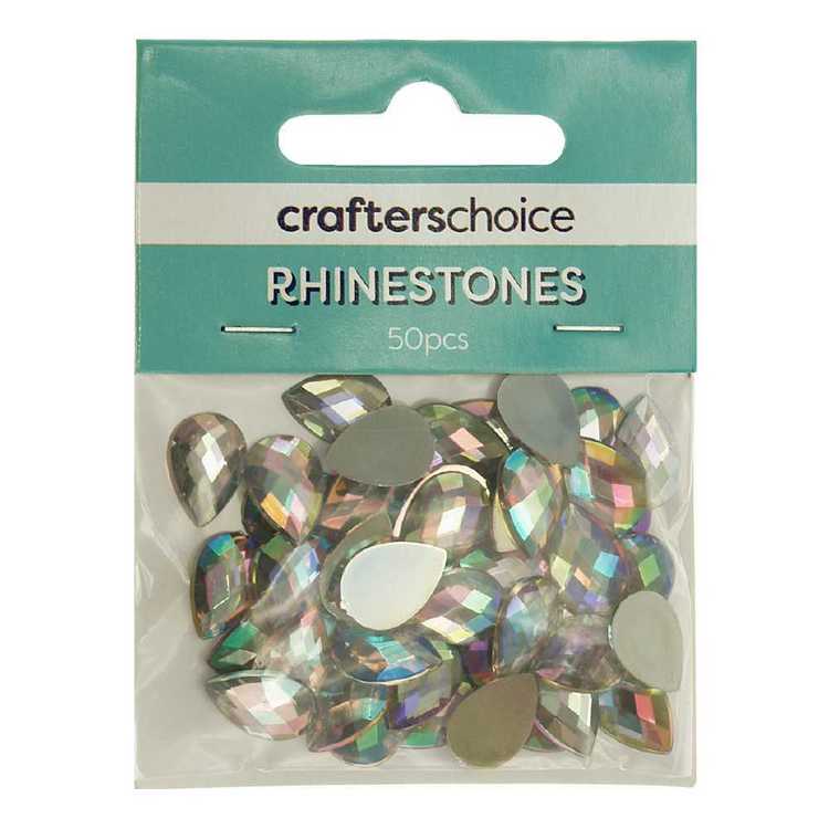 Crafters Choice Faceted Tear Drop Rhinestone Gems Pack Clear AB