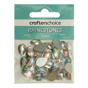 Crafters Choice Faceted Tear Drop Rhinestone Gems Pack Clear AB