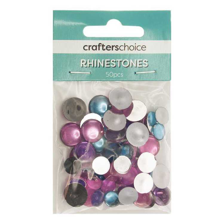 Crafters Choice Round Dome Rhinestone Gems Purple, Blue & Pink
