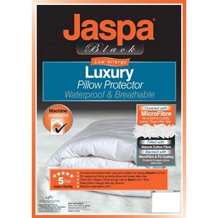 Jaspa Black Luxury Waterproof Pillow Protector White Standard