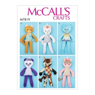 McCall's Pattern M7819 Soft Toy Animals