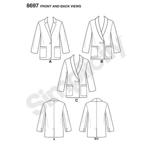 Simplicity Pattern 8697 Misses' & Women's Oversized Blazers