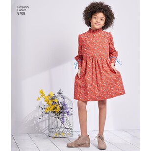 Simplicity Pattern 8708 Child's And Girls' Dress With Sleeve Variations