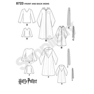 Simplicity Pattern 8723 Harry Potter Unisex Costumes 10 - 22