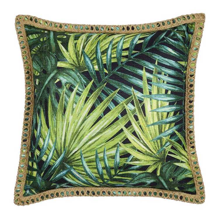 KOO Home Tropics Printed Leaf Cushion Green 45 x 45 cm